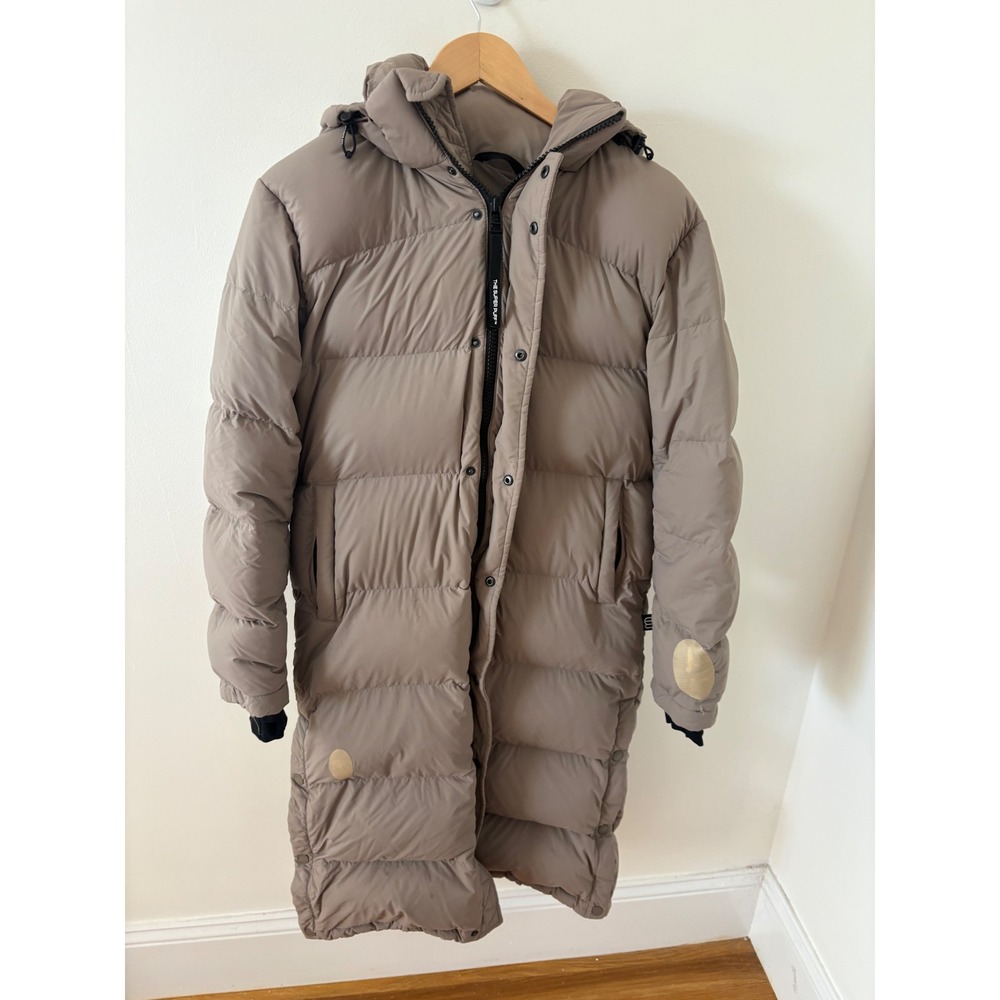 Aritzia The Super Puff Long Down Jacket Taupe Brown Small Puffer Parka Coat
